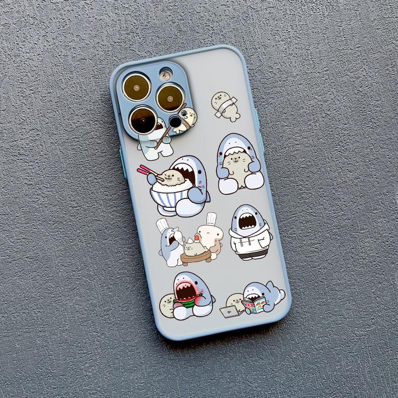 Cartoon Cute Shark Pattern Phone Case for IPhone 16 15 14 Pro Max Plus 13 12 Mini 11 Pro Max XR X XS 7 8 SE2 Shockproof Covers