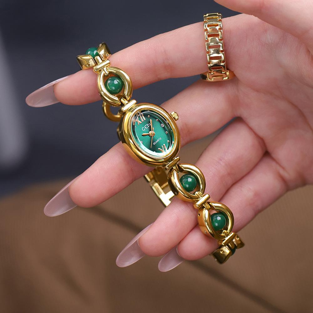 Orologio bracciale smeraldo stile nazionale da donna lusso leggero perla squisito impermeabile moda da donna orologi al quarzo