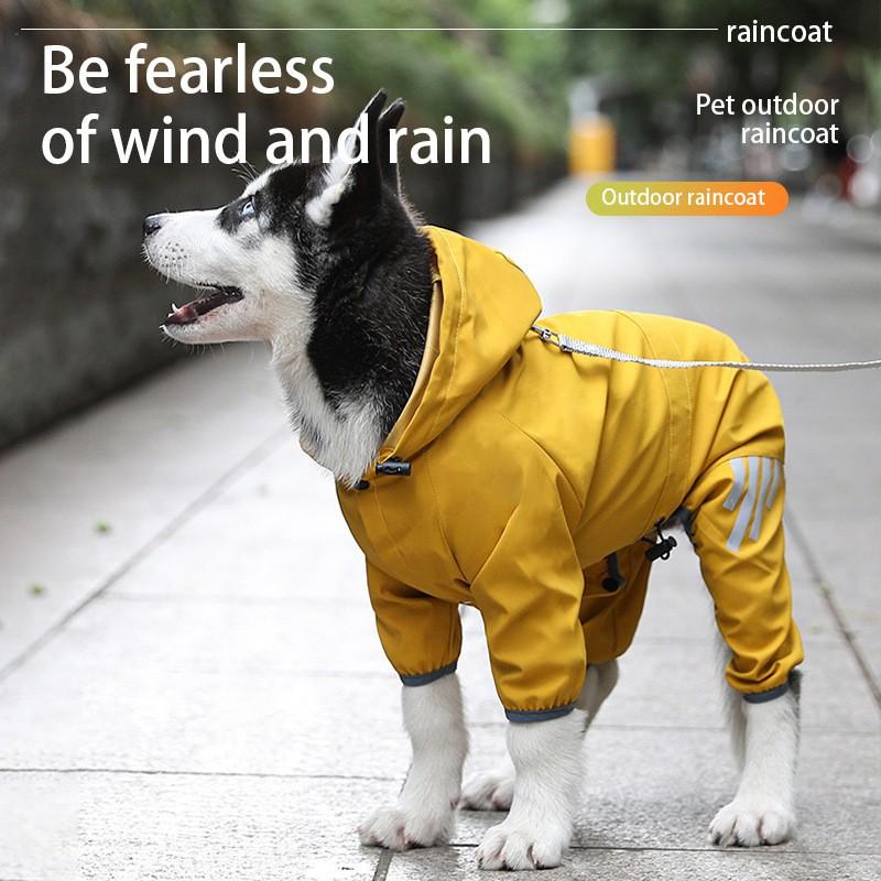 Adjustable Dog Raincoat With Reflective Stripes Small Medium Large Breeds Waterproof Outdoor Pet Coat