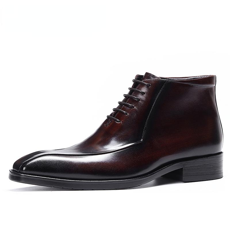 Luxury British Trend Mens Boots Luxury Genuine Leather Autumn Man Business Social Ankle Boots Shoes with Side Zip Size 46