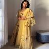 Mustard Yellow Floral Embroidered Lehenga Choli with Dupatta