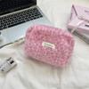 New Autumn Winter Leopard Print Plush Makeup Bag Large Capacity Women Cosmetic Bag With Zipper Travel Clutch