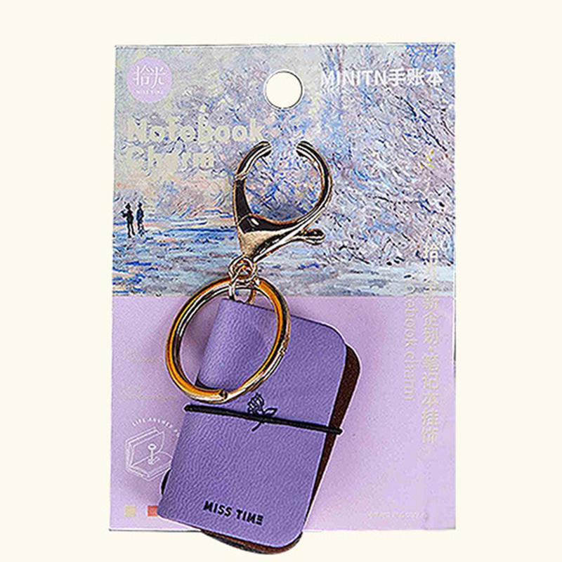 PU Nyckelring Mjukt Läder Mini Bärbar Dagbok Ryggsäcksberlock Anteckningsbok Litterär Stil Förvaringstillbehör
