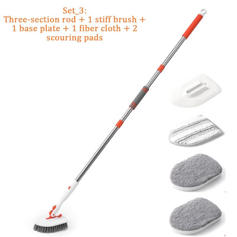 Bathroom Cleaning Brush Floor Scrubber Bathtub Brush Bathroom Shower Tile Brush Sponge Wiper 3-pack Combination 180° Rotation