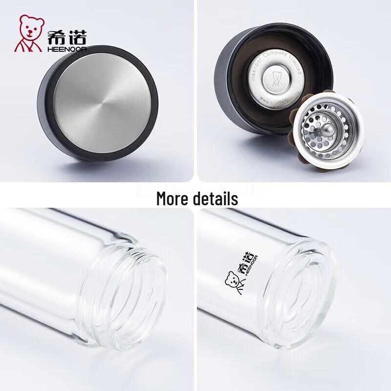HEENOOR Double Wall Insulated Portable Glass Cup