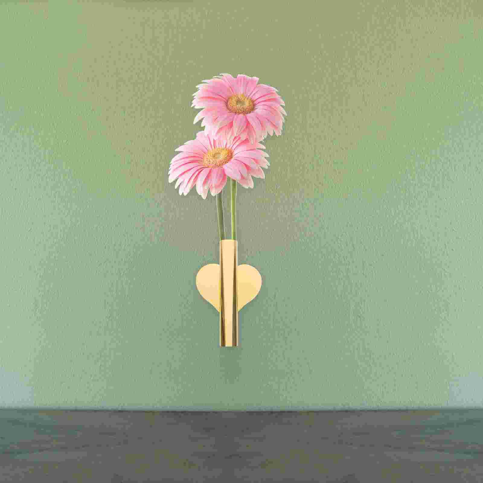 

Ваза настенная Цветочная трубка Вазы для декора Подставка для настенных цветов Розовое золото Подвесной кашпо Металл золотистый