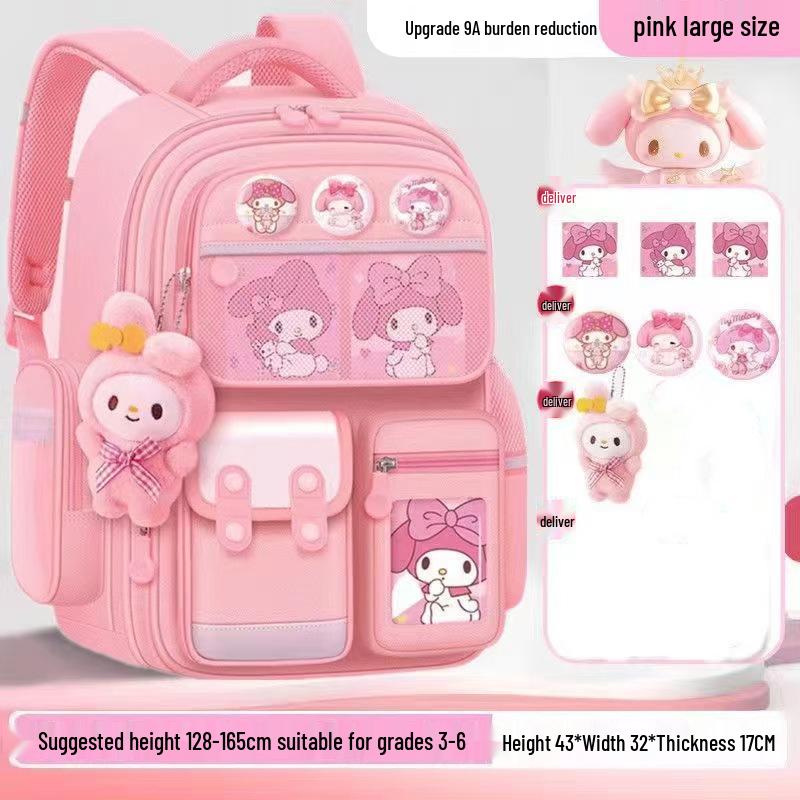 Kuromi Spine-Protecting Schoolbag: Lightweight, Large Capacity for Sixth Grade Girls