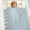Baby Knitted Heart Pattern Crochet Swaddle Wrap With Windproof Cotton For Newborns