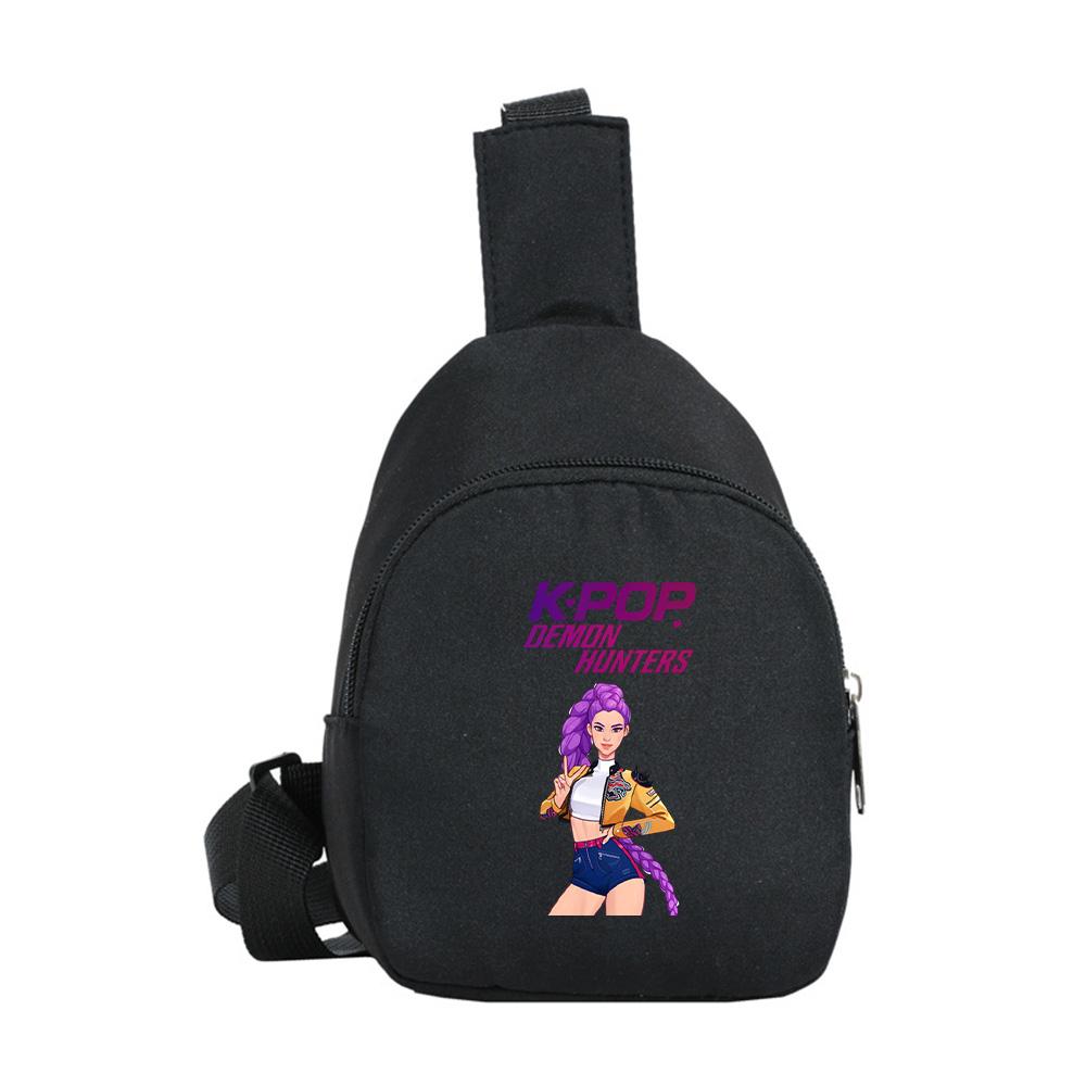 Anime Cartoon K-Pop Demon Hunters Printed Kawaii Chest Pack for Boy Girl Shoulder Bag Student Portable Crossbody Pouch Kid Gift