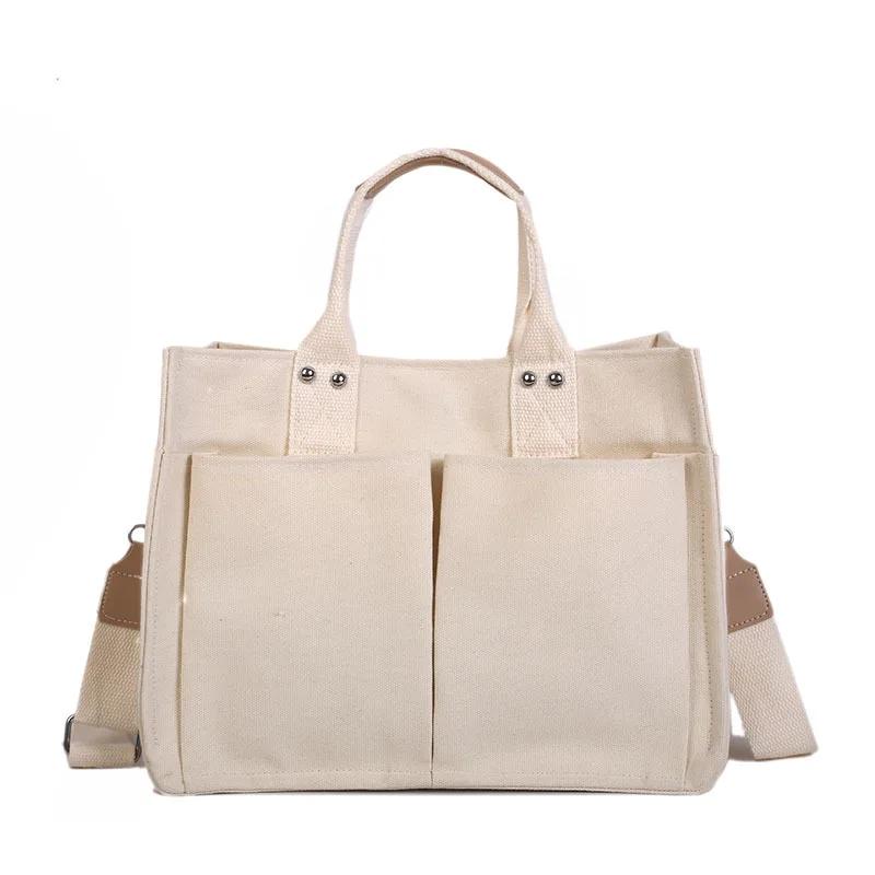 

Boutique De FGG Stylish Handbags Canvas Large Women Casual Shoulder Bags with Handle Versatile Ladies Satchels Crossbody Bags бежевый