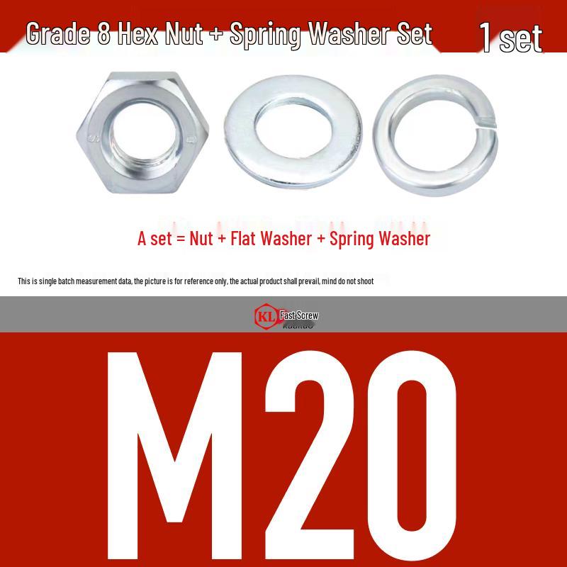 Galvanized Hex Nuts, Flat Washers, Spring Washers in M2-M48, Blue and White Zinc Coated
