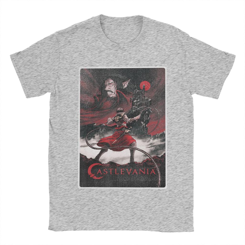 Vintage Castlevania Character Panels TShirts Men Round Collar Pure Cotton T Shirts  Short Sleeve Tees Plus Size Tops