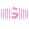 11pcs Pink Bow Number 0-9 Birthday Candles, Cat Cartoon Birthday Decorations for Girls, Wedding Anniversary Party Supplies