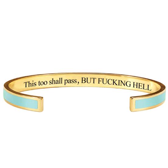 Baizihuahu This Too Shall Pass Mantra Cuff Bracelet, Adjustable Engraved Motivational Bangle Hidden Information Inspirational Encouragement