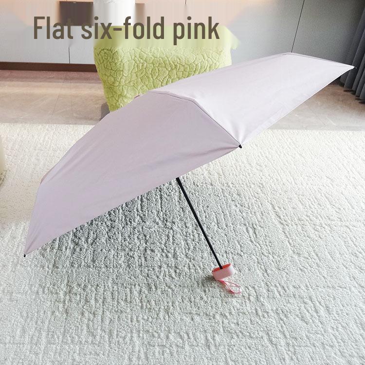 Custom Logo Mini Pocket Umbrella with UV Protection and Black Glue Six-Fold Design