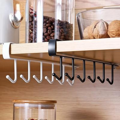 1 pièce Porte-tasses à café à 6 crochets Noir/Blanc Multifonctionnel Cuisine salle de bain Organisateur Ménager Rangement Cintre avec Étagère