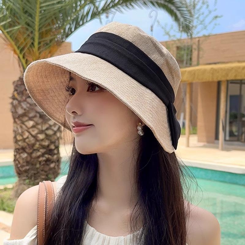 Japanese Big Hat Fisherman Hat for Women In Summer Casual and Versatile Color Blocking Thin Style Face-shading Small Sun Protection Basin Hat