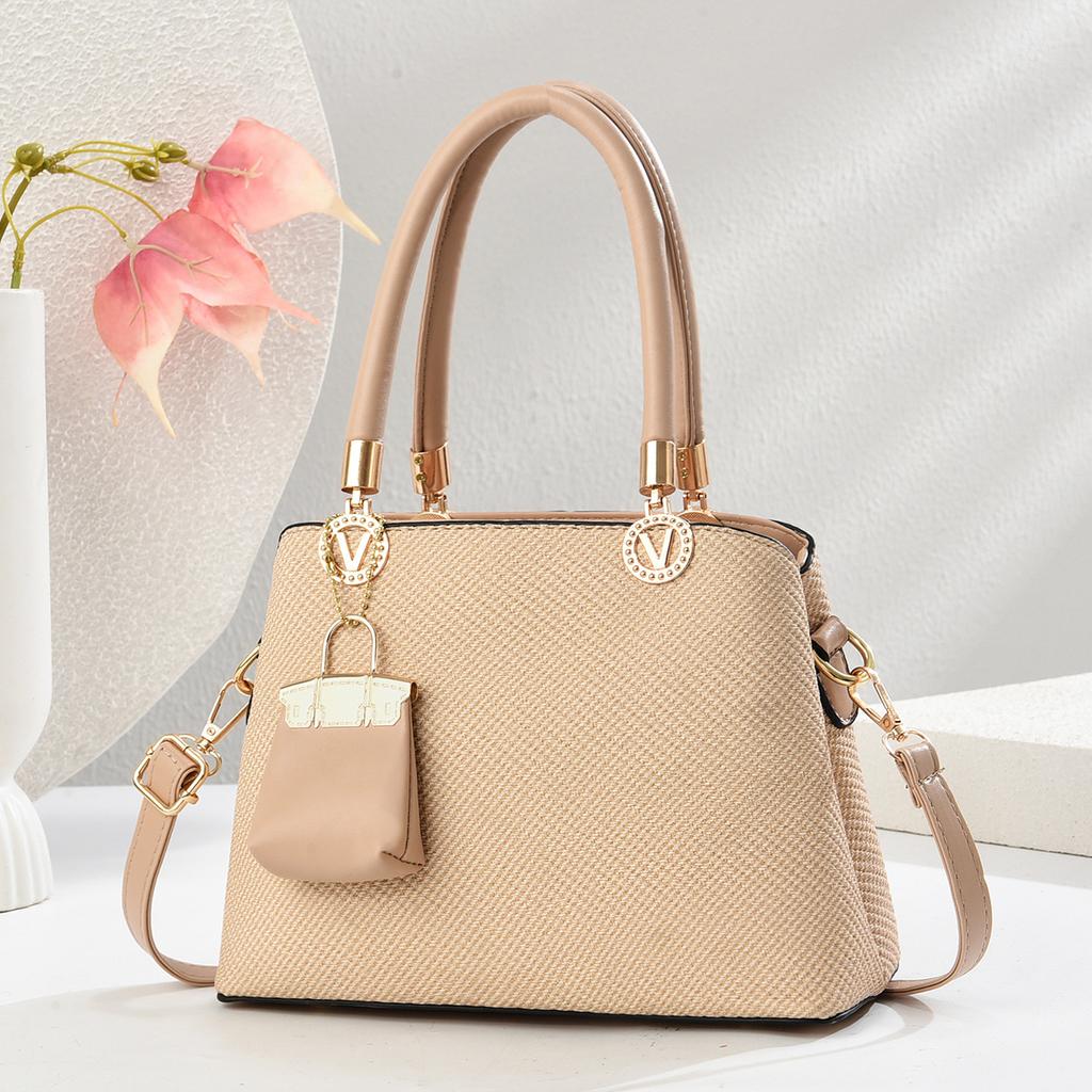 New Macaron Splicing Handbag High Appearance Level Simple Atmosphere Shoulder Bag with Large Capacity Crossbody Bag