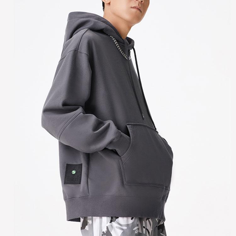 Li Ning Badfive Tiger Mountain Series Logo Letter Print Hoodie Men Hoodies Earth-Gray AWDS119-1