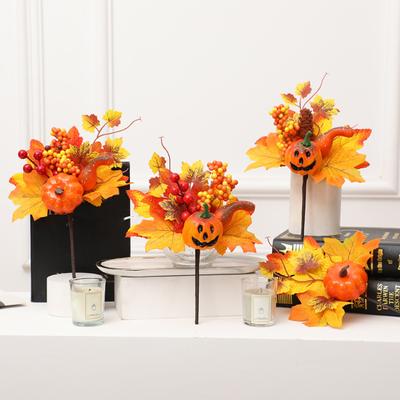 Fake Maple Leaf Long Lasting Easy To Maintain Artificial Pumpkins Maple Leaf for Harvest Thanksgiving Halloween Parties
