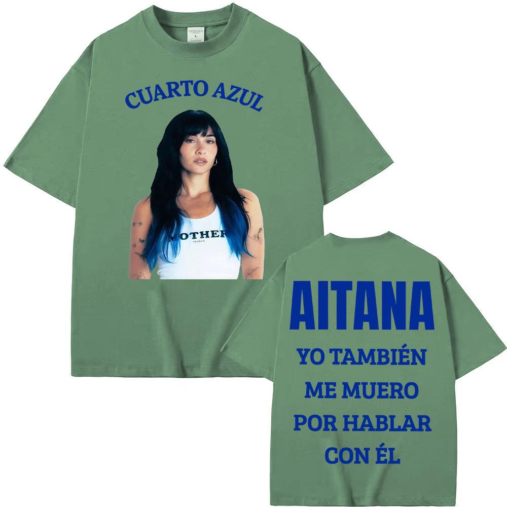 Singer Aitana Cuarto Azul 2026 Tour Graphic T-shirt Men Women Clothing Fashion Aesthetic T Shirts Cotton Loose Oversized T Shirt