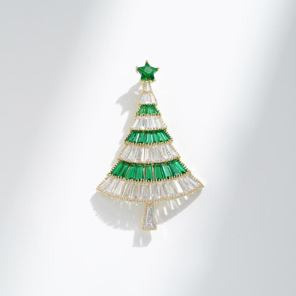 Bo Xin Yun Exquisite Green Christmas Tree Brooch - Luxury Winter Clothing Accessory and Gift Ornament