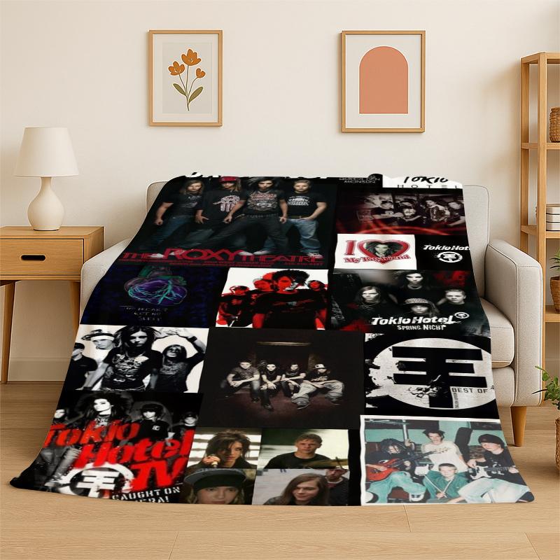 Rock Band Tokio Hotel Bill Kaulitz Coperta di Flanella Morbida Calda Coperta da Divano per Camera da Letto Soggiorno Letto Viaggio Campeggio Picnic