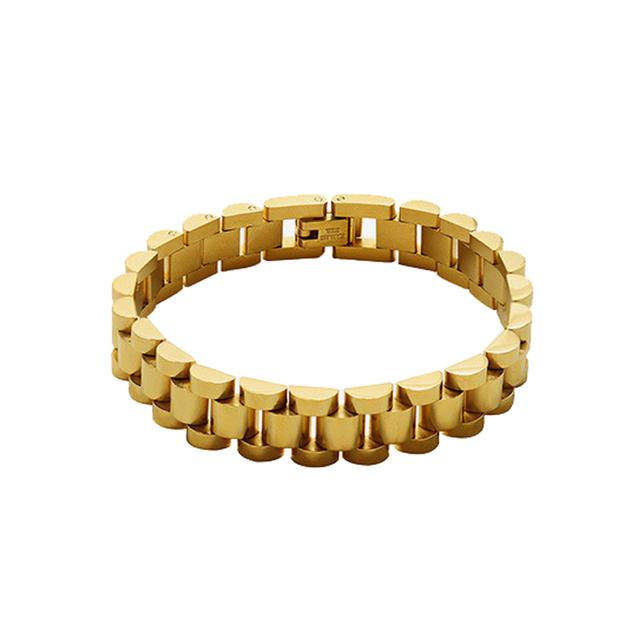 

Peri Sbox Solid Gold Color Bold Heavy Thick Bangle для женщин Классический браслет с широким звеном цепи, наборный браслет из нержавеющей стали Adjustable золотой