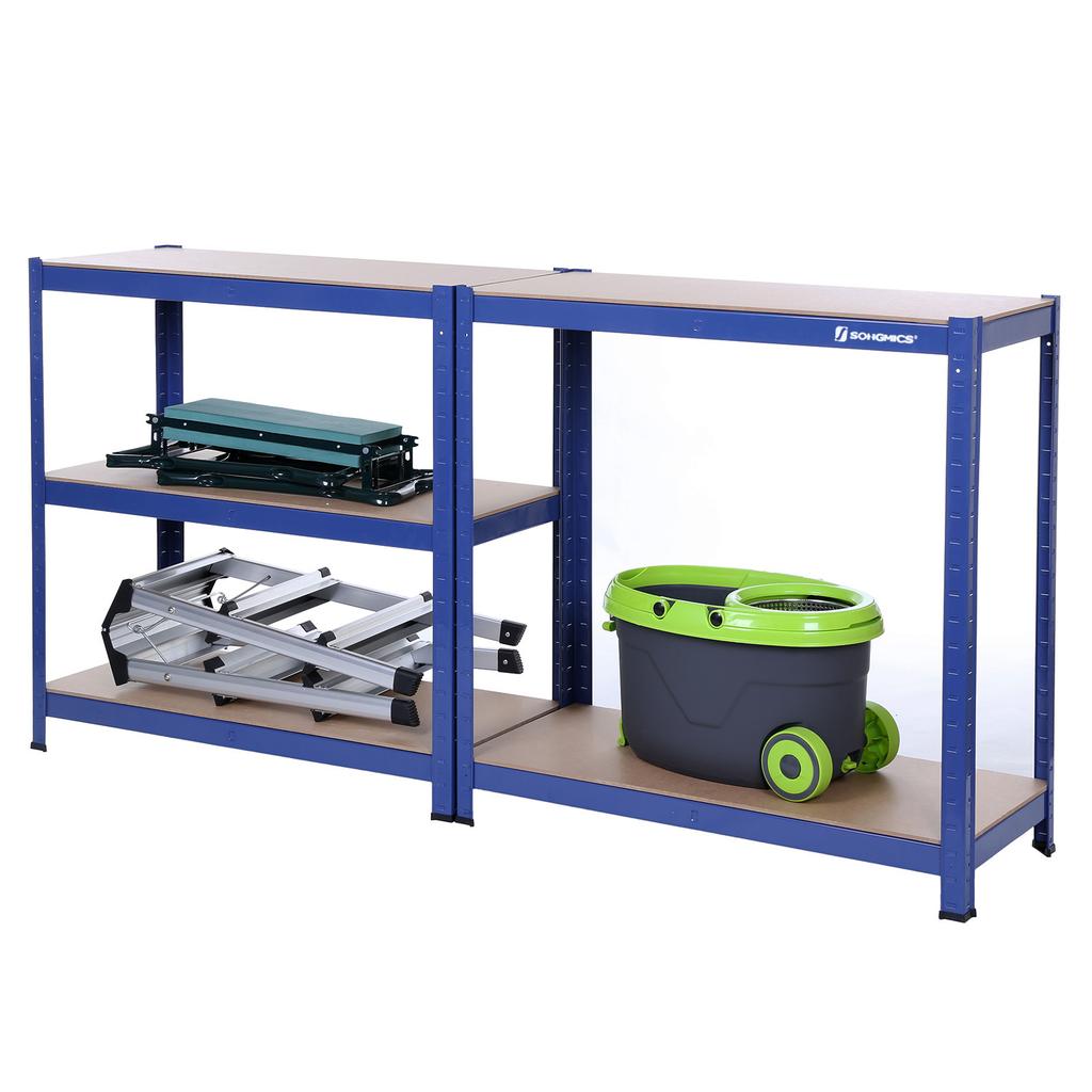 SONGMICS 5-Tier Shelving Unit, Steel Shelving Unit for Storage, Tool-Free Assembly, for Garage, Shed, Load Capacity 650 kg, 30 x 75 x 150 cm, Blue