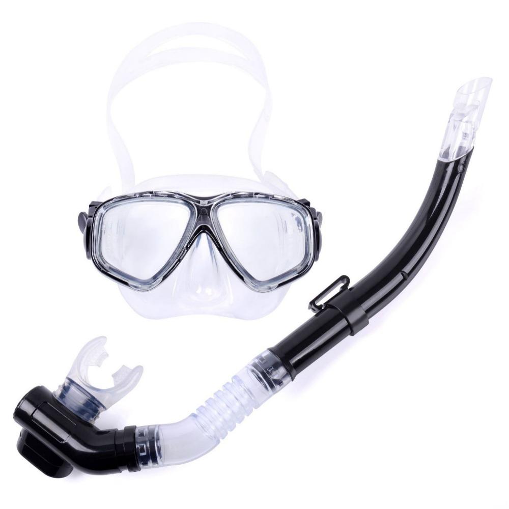 Silicone mouth bite, large vision mask, diving goggles set.