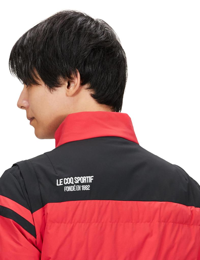Coq Sportif Blouson Standard Filling Water Repellent Windproof Sleeves Detachable Heat Navi 2WAY Golf QGMWJK04 RD00 L [Le Golf] [Stretch Forcer] Men's