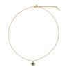 Titanium Steel Blue Evil Eye Pendant Necklace with 18K Gold and Retro Style Earrings