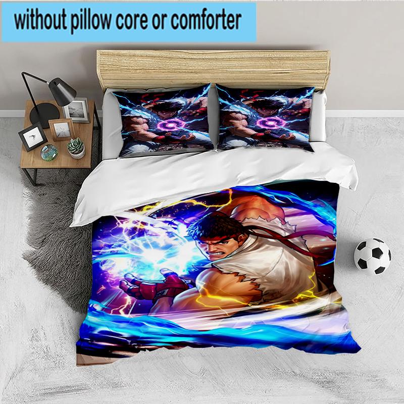 3PCS Game Fighter In Action Bedding set,Ideal for1pc Duvet Cover And 2pcs Pillowcases Perfect for Christmas gift,Ideal for Bedroom, Dormitory