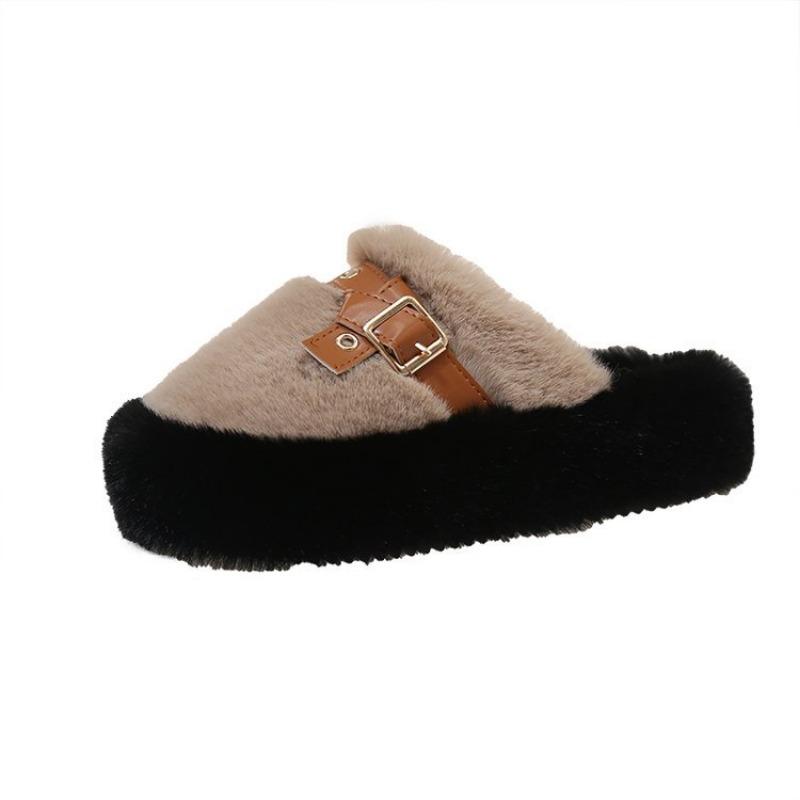 Autumn and Winter New Bag Head Plush Slippers Fashion Bag Head One Pedal Slippers Women's Home Slippers