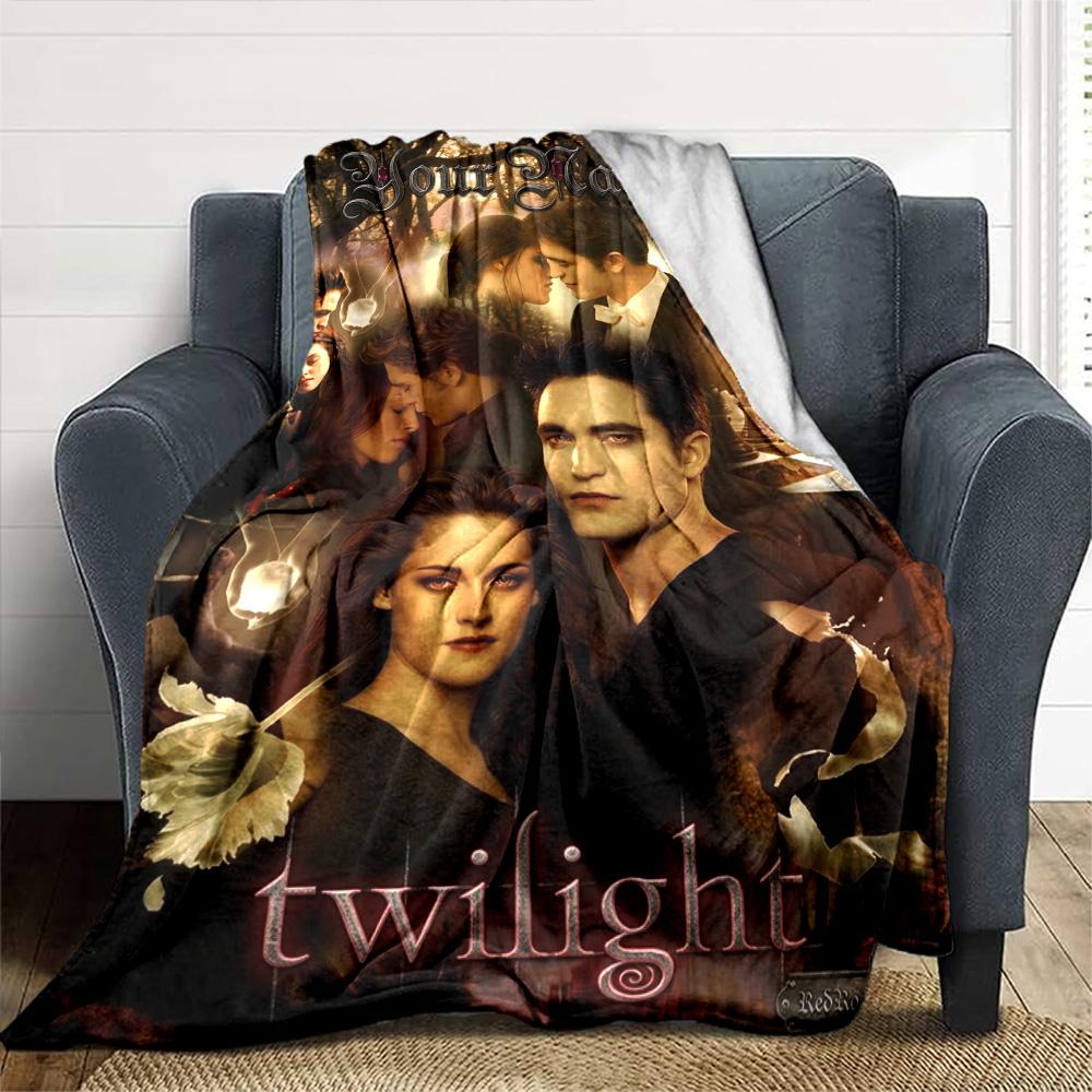 Name Custom Twilight Poster Print Flannel Blanket High Quality Warm Comfortable Cover for All Seasons Perfect for Gifts Home Decor