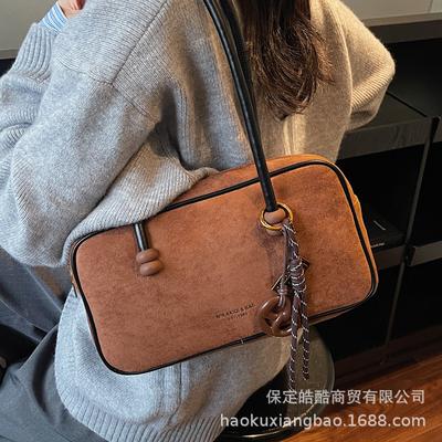 Casual Large-capacity Versatile Simple and Fashionable New Suede Commuter 2025 Autumn Women's Portable Shoulder Armpit Bag