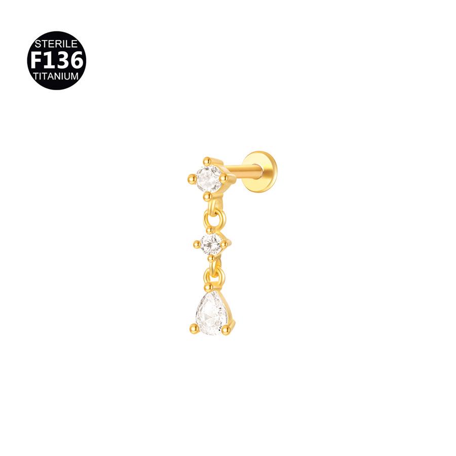 2024 F136 Titanium Flower Cone Pendant Chain Lip, Ear & Tragus Stud with Internal 0.9 Thread