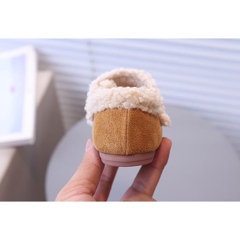 New Winter Korean Fashion Girls' Retro Clog Shoes – Soft-Sole Warm Fuzzy Booties with Plush Lining, Outdoor Wear