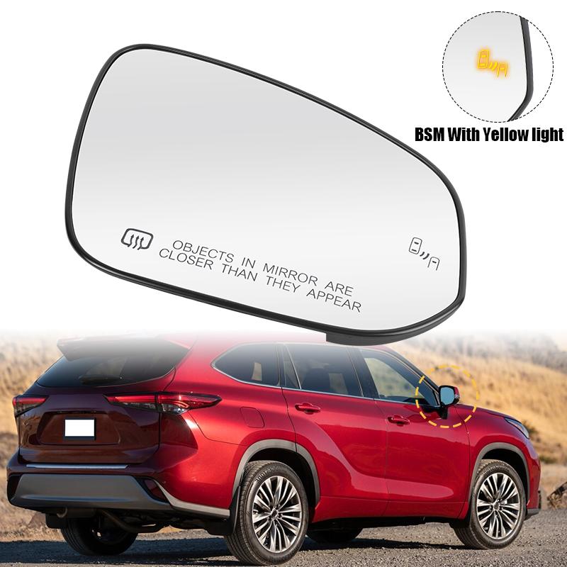 Auto Rearview Mirror Glass Heated Blind Spot For Toyota Highlander 2014-2025 Corolla Cross -2025 Grand Highlander -2025