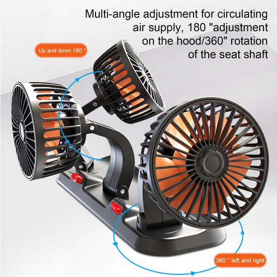 5/12/24V automobilový ventilátor s vysokou trojitou hlavou, 2 rychlostmi, výkonným chlazením palubní desky