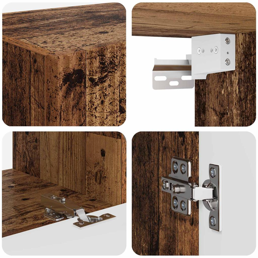 TV Wall Shelf Set Wall Mounted 4 pcs Reclaimed Wood Effect Particleboard