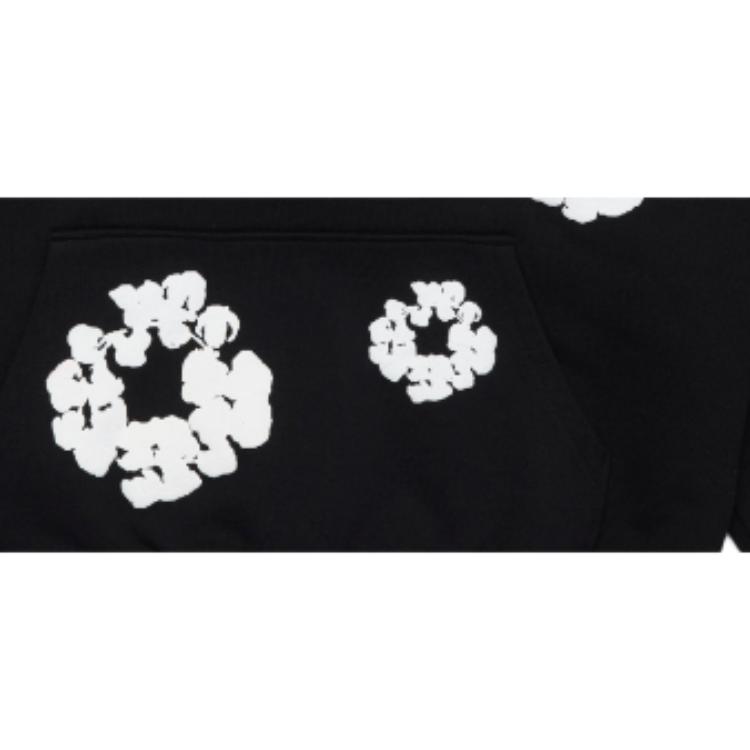 Denim Tears Cotton Wreath Hoodie Black Unisex Tops AOTHD1303BLK