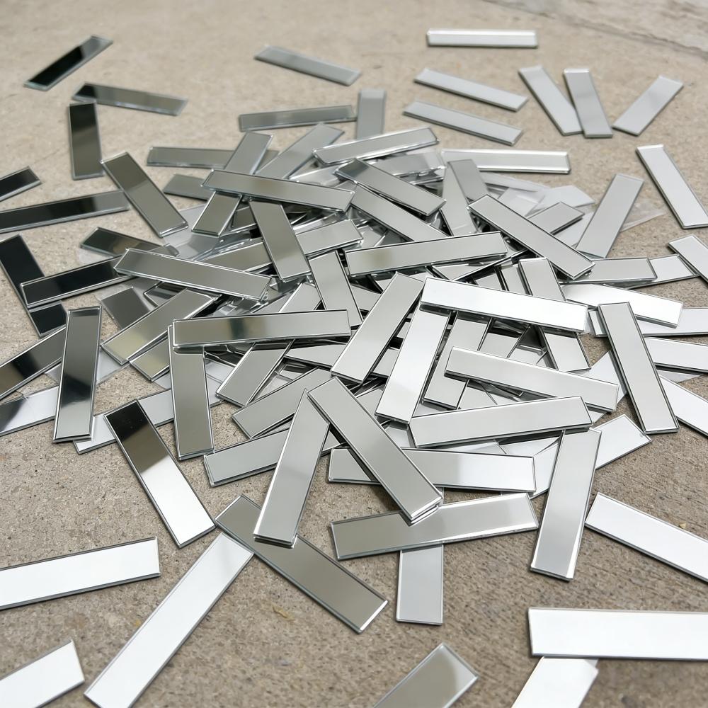 100/200PCS 5cmX1cm Mini Long Strip Mosaic Acrylic Patch Wall Sticker Arts and Crafts Handmade DIY Mosaic Mirror Home Decoration