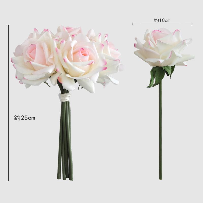 Artificial Roses Single Stem 5pcs Fake Silk Flower Arrangement Bouquet Real Touch for Home Party Wedding Decoration(Light Pink)