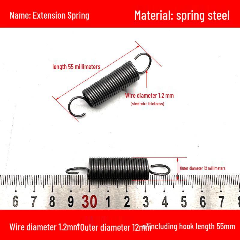 1.2mm Wire Extension Spring with Hook - Soft Tensile Force Spring Accessory