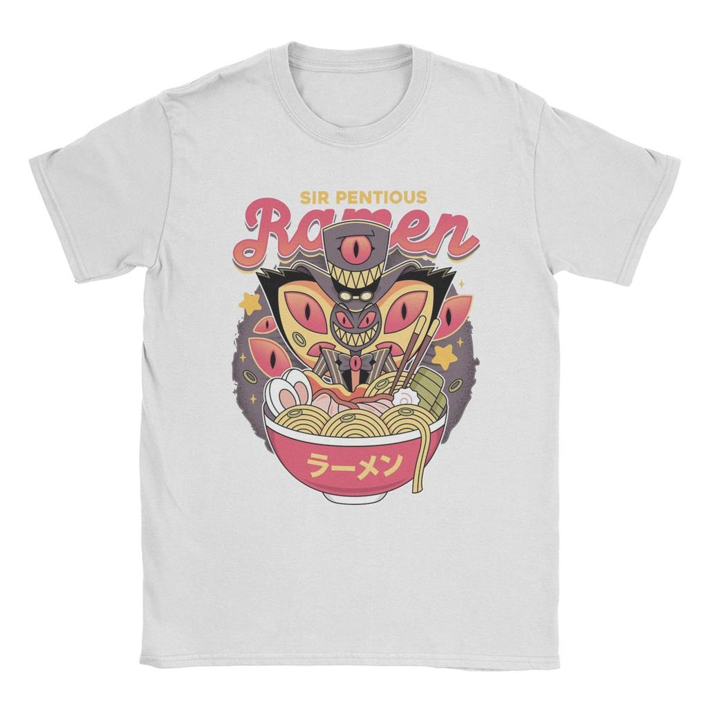 Men T-Shirt Hazbins Hotels Sir Pentious Ramen Vintage Cotton Tee Shirt Short Sleeve T Shirts Round Neck Clothes Graphic Printed