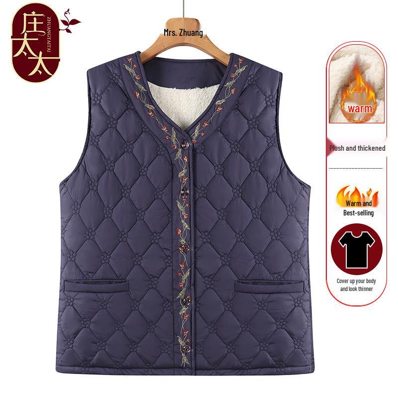 

Зимний жилет для пожилых женщин на флисовой подкладке - Большой размер, Без рукавов, Издание 2024 года 6XL (160-175 Jin)