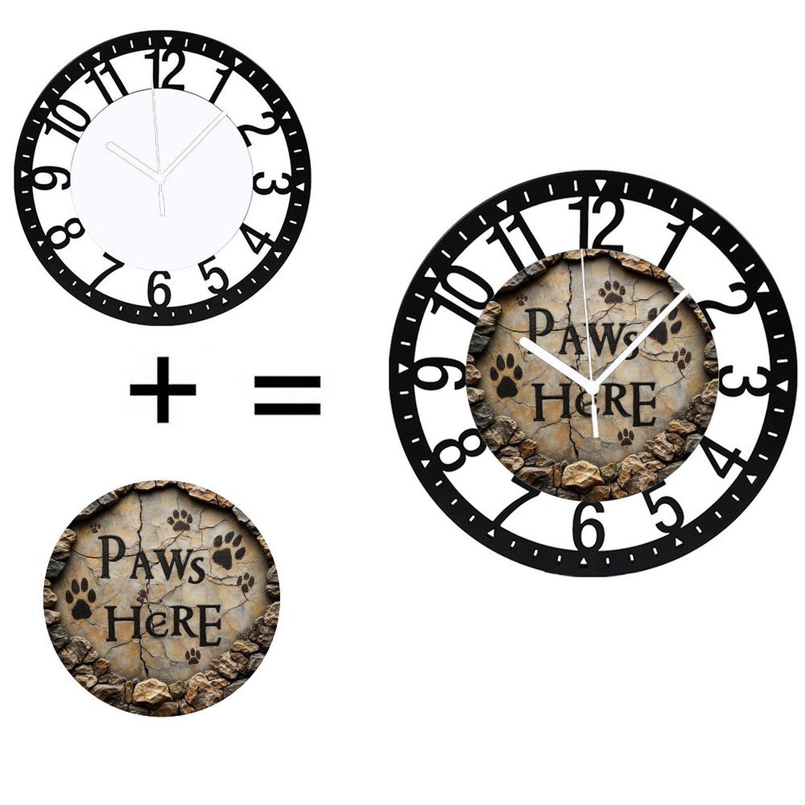 25cm Round Iron Wall Clock Designed as a Miniature Industrial Wall Sconce (Black,10 inch(25.40cm))