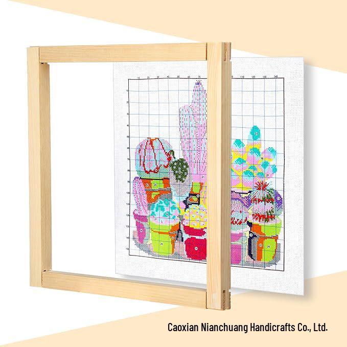 Set di Telaio da Ricamo in Legno e Barra Tesa - Telaio per Arte con Ago Stile Patchwork