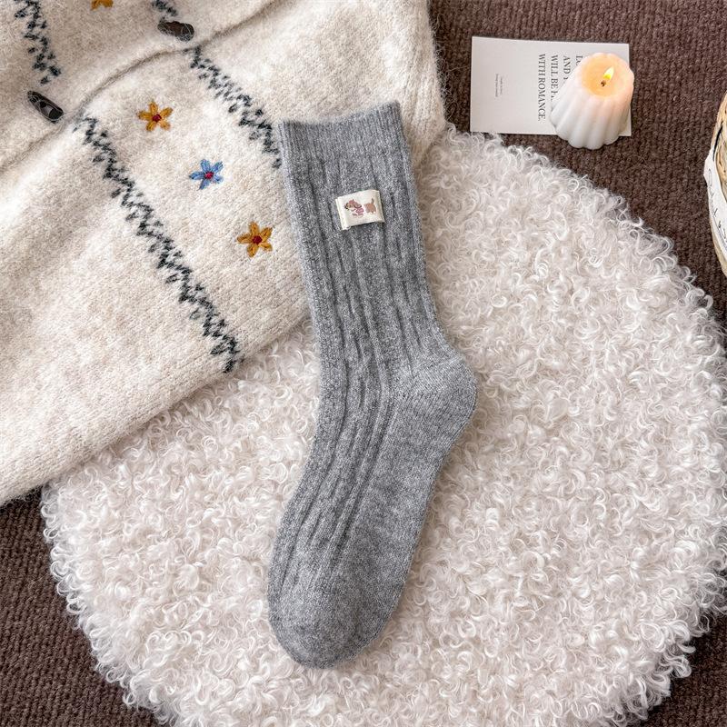 Wool Thick Thread Cloth Label Dachshunda Dog Pile Socks Thick Warm Medium Socks College Wind Moon Socks